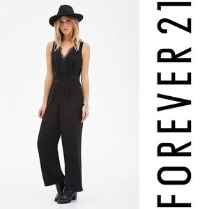 Forever 21 Sexy Lace Accent Black Jumpsuit S
